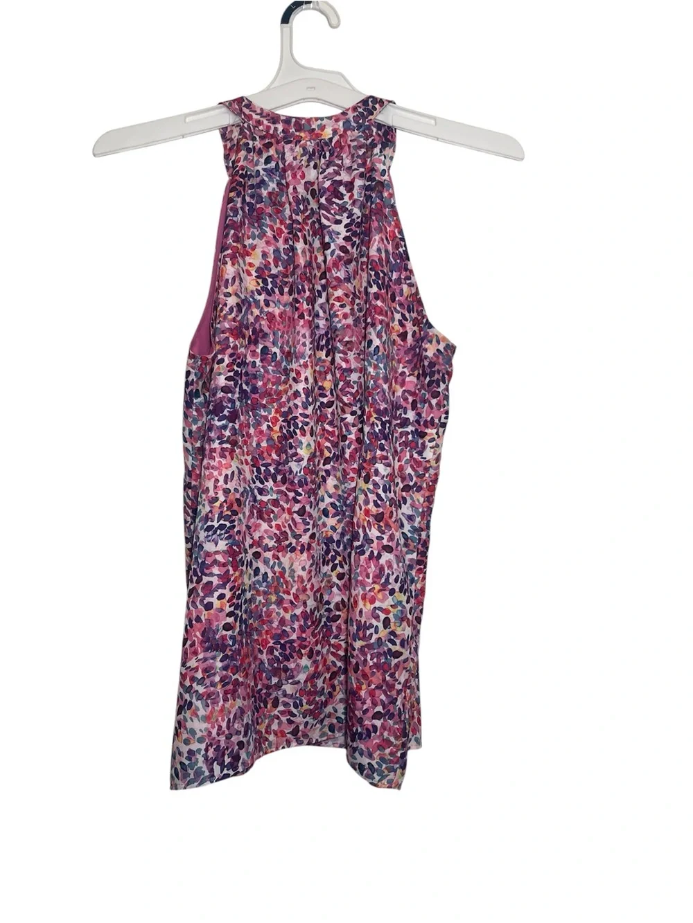 Adrienne Vittadini Pink Multi-Print Halter V-Neck Tank